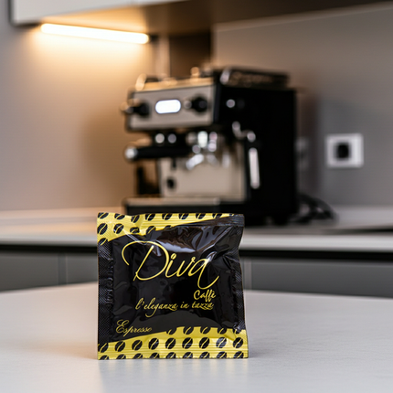 Diva Caffè 100er-Box: Klassischer neapolitanischer Espresso-Pad (44mm) für Schweizer Haushalte und Büros.