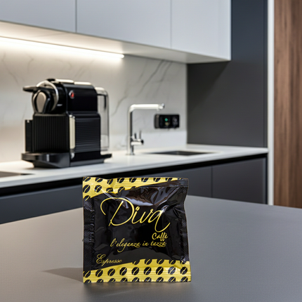 Aromatischer Espresso aus Italien: Diva Caffé 60/40 E.S.E. Pads (150 Stk.) mit schokoladigem Abgang.
