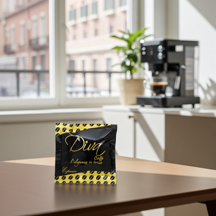 Kräftiger Espresso-Pad: Diva Caffé 60/40 Mischung (150 Stk.) mit intensiver Röstnote und Fülle.