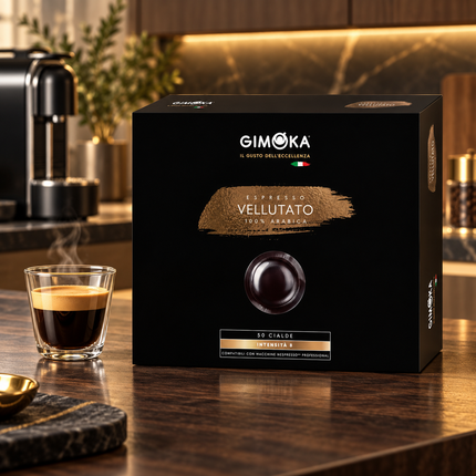 Aromatische ESPRESSO VELLUTATO Pads für cremigen Kaffee mit Nespresso Professional