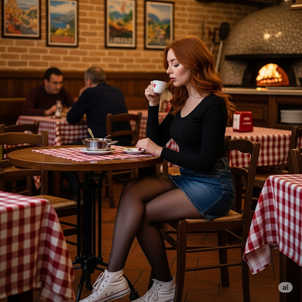 Junge Frau genießt italienischen Kaffee – stilvoller Kaffeegenuss in Café-Atmosphäre Kaffeegeniesser.ch Kaffee Espresso Blog