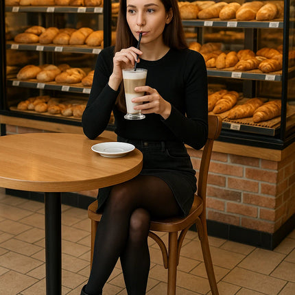 Junge Frau genießt italienischen Kaffee – stilvoller Kaffeegenuss in Café-Atmosphäre Kaffeegeniesser.ch Kaffee Espresso Blog Momente