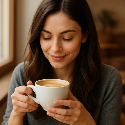 Eines Espresso von Kaffeegeniesser.ch am trinken und entspannen
