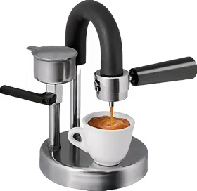 Kamira Espressokocher auf Gasherd in Betrieb – Espressozubereitung mit gemahlenem Kaffee