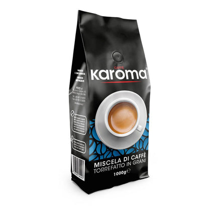 Italienischer Espresso Karoma Blu – Kaffeebohnen mit Noten von Schokolade und gerösteten Nüssen