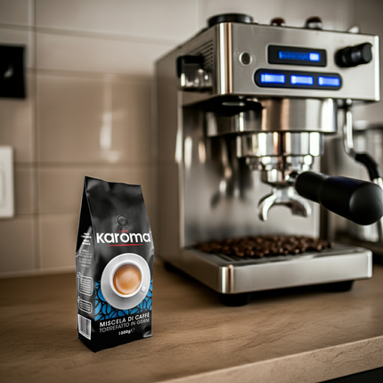 Karoma Caffè Miscela Blu – säurearme Kaffeebohnen-Mischung für eine hohe Bekömmlichkeit