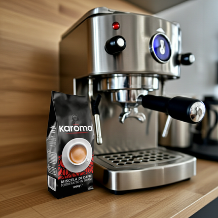 Karoma Caffè Rosso 1000g – ideal für Kaffeevollautomaten im Büro für einen starken Wachmacher