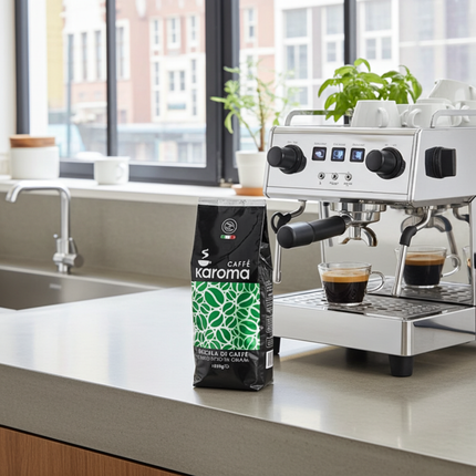 Karoma Miscela Verde 1000g: Besonders säurearmer Kaffee für Espresso-Liebhaber und Büro-Kaffeemaschinen.