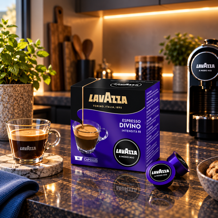 Lavazza A Modo Mio Divino mit vollmundigem Espresso, dichter Crema und würzigen Röstaromen