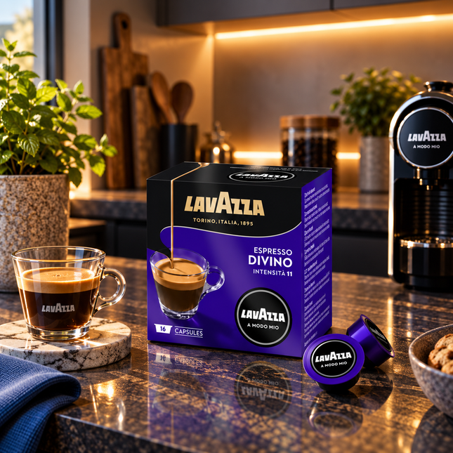 Lavazza A Modo Mio Divino mit vollmundigem Espresso, dichter Crema und würzigen Röstaromen
