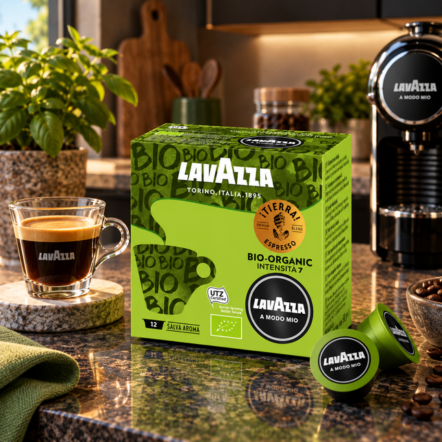 Lavazza Tierra Bio 100 % Arabica Kapseln mit aromatischem Bio-Espresso und feiner, goldbrauner Crema