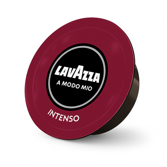 Lavazza A Modo Mio Intenso Kapseln mit kräftigem Espresso, dunkler Crema und intensivem Aromaprofil in der Tasse