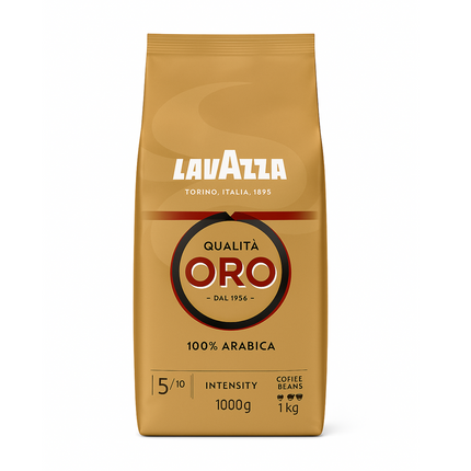 1-kg-Beutel Lavazza Qualità Oro mit 100 % Arabica-Bohnen und aromatischem Espresso mit feiner Crema
