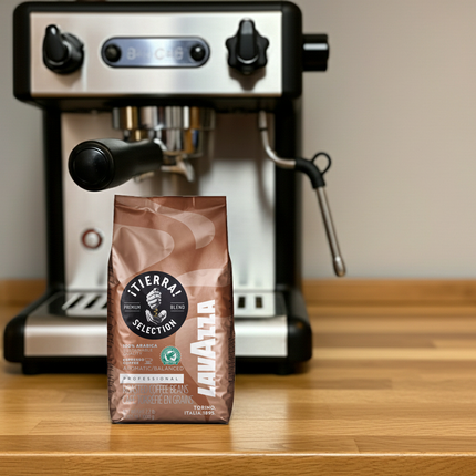Lavazza ¡TIERRA! Selection ganze Bohnen – Visualisierung der komplexen Aromenstruktur von Jasmin und Honig für Gourmet-Gäste.