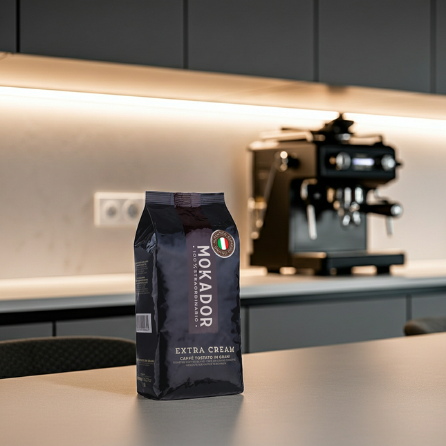Kaffeebohnen 1kg Mokador Extra Cream: Die ideale 70/30 Mischung für ausgewogenen Espresso und Schümli.