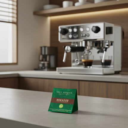 Mokador 100% Arabica Bio: Umweltfreundliche 44mm Pads für ein reines Gewissen beim Kaffeetrinken.