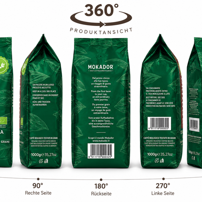 Mokador 100 Arabica Mexico Bio 1 kg Kaffeebohnen 360 grad
