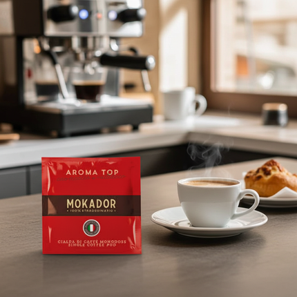 Kaffeepads für Büro: 200er-Karton Mokador Aroma Top E.S.E. Pads (44mm) für die einfache Zubereitung.