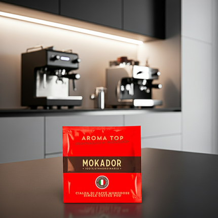 Espresso-Pads Vorratspack: 200 Stück Mokador Aroma Top mit ausgewogenem Geschmack für Büro und Haushalt.