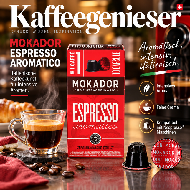 Mokador Aromatico: Nespresso Original kompatible Kapseln für anspruchsvolle Schweizer Geniesser.