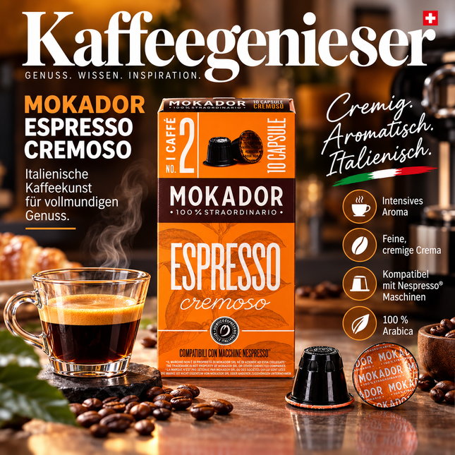 Mokador Cremoso 100 Kapseln – Kompatibel mit Nespresso Original Systemen, jetzt versandbereit.
