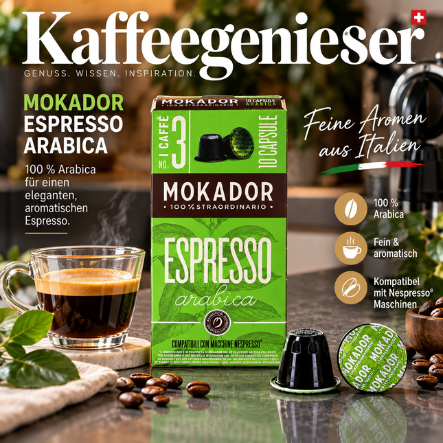 Edle Kaffeemischung aus Faenza: 100 Mokador 100% Arabica Kapseln für den feinen Espresso-Moment.
