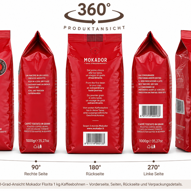 Mokador Florita 360 Grad Ansicht Kaffeegeniesser.ch italienischer Kaffee aus Faenza