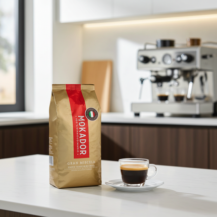 Mokador Gran Miscela 100% Arabica: 1kg Packung mit zertifizierter Qualität für anspruchsvolle Büros.