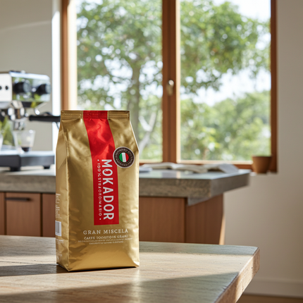 Beste Arabica Bohnen 1kg: Mokador Gran Miscela – schonend geröstet für ein komplexes Geschmacksprofil.