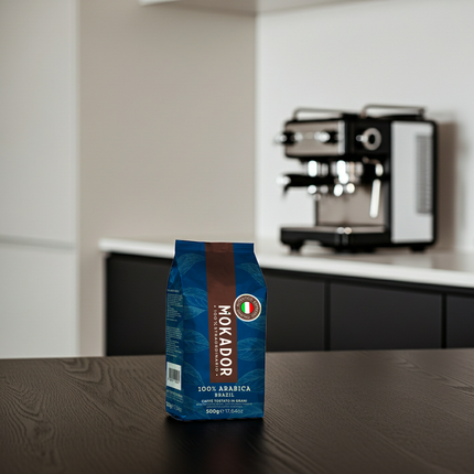 Mokador Brazil 500g: Hochwertige Kaffeebohnen aus den besten Anbauregionen Brasiliens frisch verpackt.