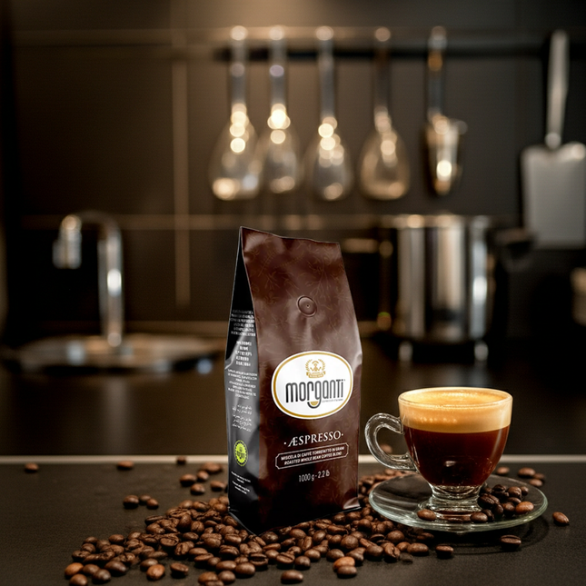 Morganti ÆSPRESSO® 80/20 Kaffeebohnen für Schweizer Gastronomie, Fachhandel und professionelle Barista.
