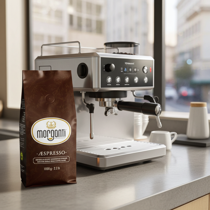Morganti ÆSPRESSO® 80/20 Premium-Espresso mit italienischer Röstung für Fachhandel und Gastronomie Schweiz.