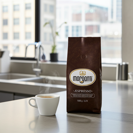 Caffè Morganti ÆSPRESSO® 80/20 mit dichter Crema für Fachhändler und Gastronomiekunden in der Schweiz.