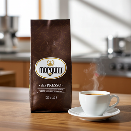 Morganti ÆSPRESSO® 80/20 Kaffeebohnen für professionelle Kaffeezubereitung und Barista-Anwendungen.