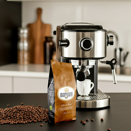 Morganti Gran Bar 85/15 Espresso-Bohnen mit ausgewogener Crema für Restaurants, Hotels und Cafés Schweiz.