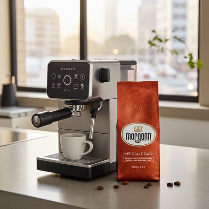 Schweizer Kaffeehandel empfiehlt Morganti Speciale Bar für Vollautomaten, Siebträger und Gastronomie.