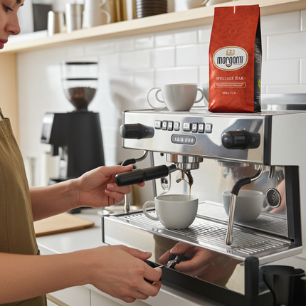 Morganti Speciale Bar Espressobohnen mit ausgewogener Crema für Fachhändler und Gastrokunden Schweiz.
