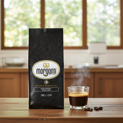 Morganti Romeo 100% Arabica Kaffeebohnen mit ausgewogener Sensorik für Kaffeefachgeschäfte Schweiz.