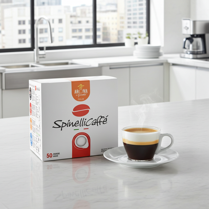 Spinelli Caffè GOLD Espresso-Pad – Visualisierung des vollmundigen Geschmacks mit Noten von Schokolade und Nuss