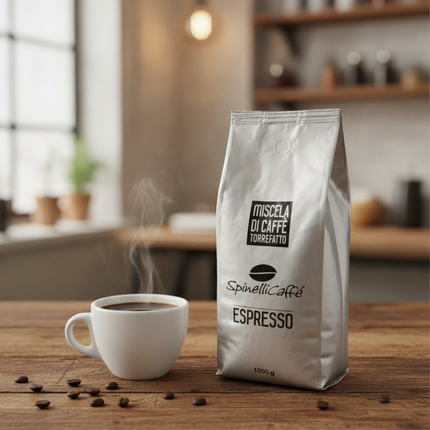 Spinelli Caffè Espresso 1 kg ganze Kaffeebohnen für Espresso, Cappuccino und Latte Macchiato