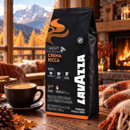Lavazza Crema Ricca 1 kg Bohnen für vollmundigen Espresso mit dichter, goldbrauner Crema
