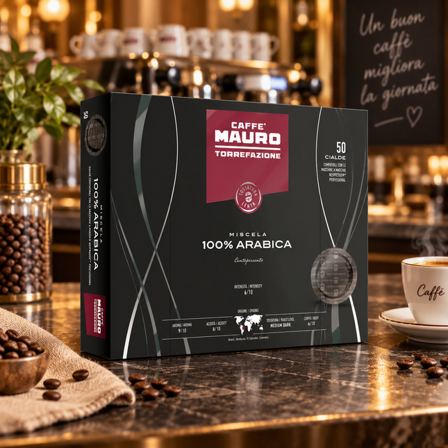 Caffè Mauro Centopercento Professional© mit 50 Kapseln für einen feinen, aromatischen Espresso