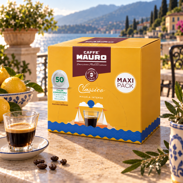 Caffè Mauro Classico Miscela Intensa 30/70 mit 50 E.S.E. Pads für einen kräftigen Espresso