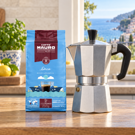 Caffè Mauro Deca 25/75, 250 g entkoffeinierter gemahlener Kaffee mit kräftigem Aroma
