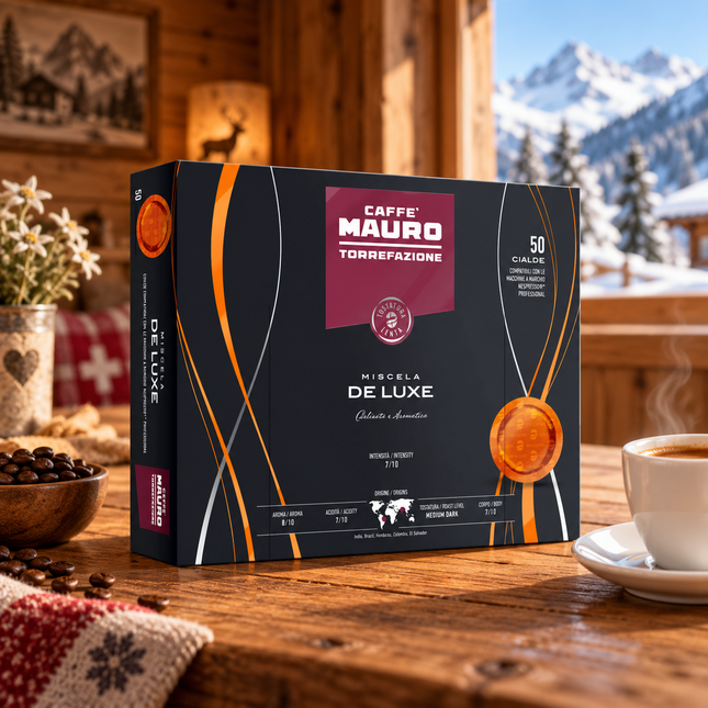Caffè Mauro De Luxe 50 Kapseln mit einer ausgewogenen 70/30 Arabica-Robusta-Mischung