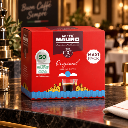 Caffè Mauro Original 50 E.S.E.-Pads für kräftigen italienischen Espresso mit dichter Crema