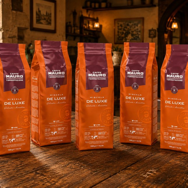 Gleichmässiges Röstbild der Mauro De Luxe Bohnen – 70% Arabica & 30% Robusta 5kg