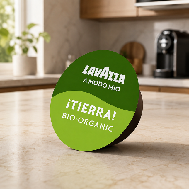 Lavazza Tierra Bio 100 % Arabica Kapseln mit aromatischem Bio-Espresso und feiner, goldbrauner Crema