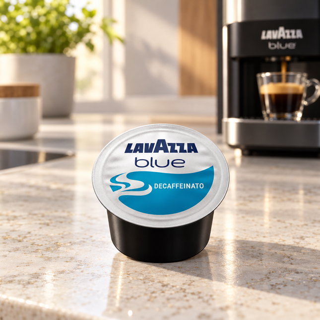 Lavazza BLUE koffeinfreie Kapseln für einen milden, aromatischen Espresso mit feiner Crema und ausgewogenem Geschmack