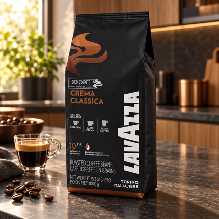 Lavazza Crema Classica 1 kg Bohnen für cremigen Espresso mit dichter, goldbrauner Crema